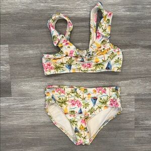 Old Navy Pink and Green Bikini Swim Set